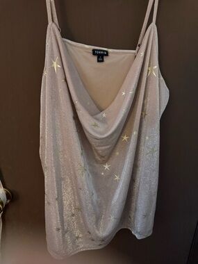 torrid Blush Metallic Star Draped Cowl Camisole
